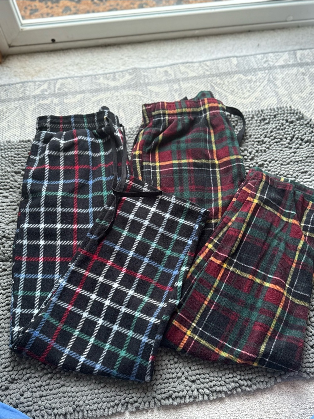 mens Plaid Lounge Pants - Black and Green Options